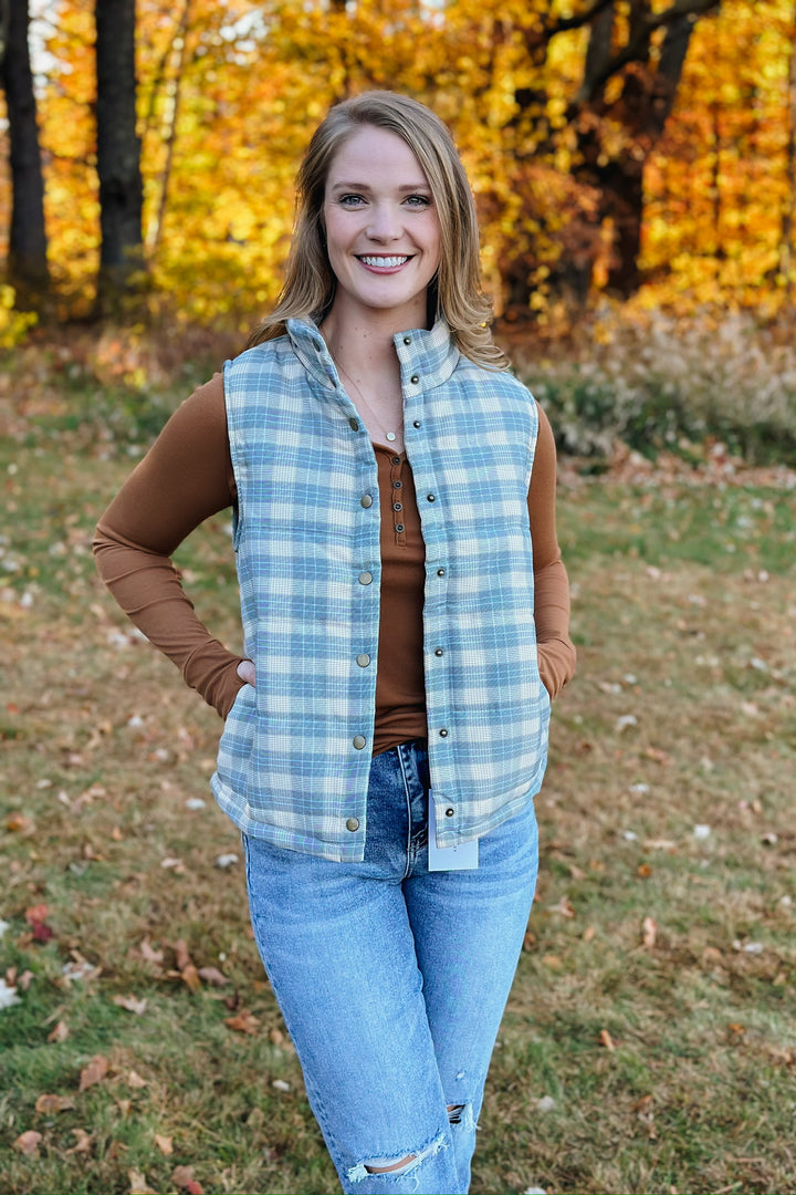 Plaid Puffer Vest