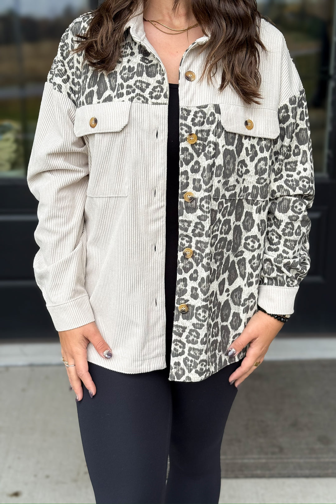 Animal Print Shacket- Cream