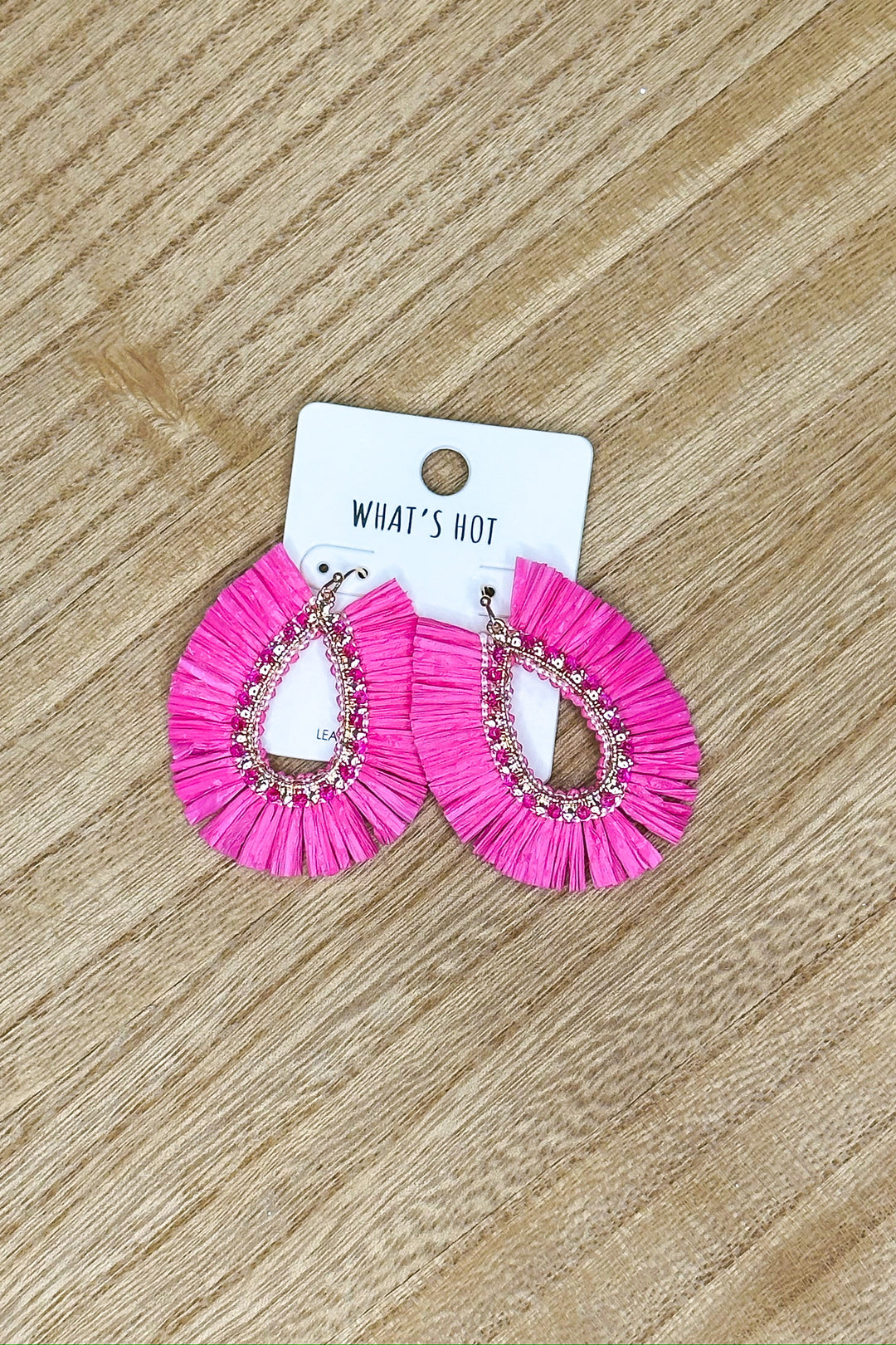Hot Pink Raffia Earring