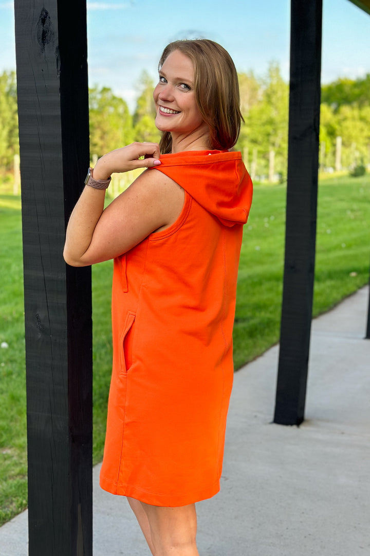 Bright Orange Hoodie Dress