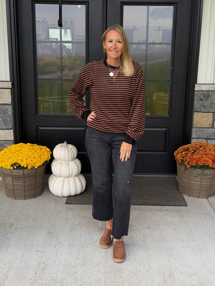 Fleece Pullover Chai Stripe