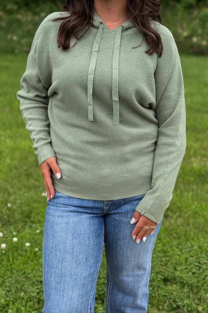 Dolman Waffle Sweater- Sage