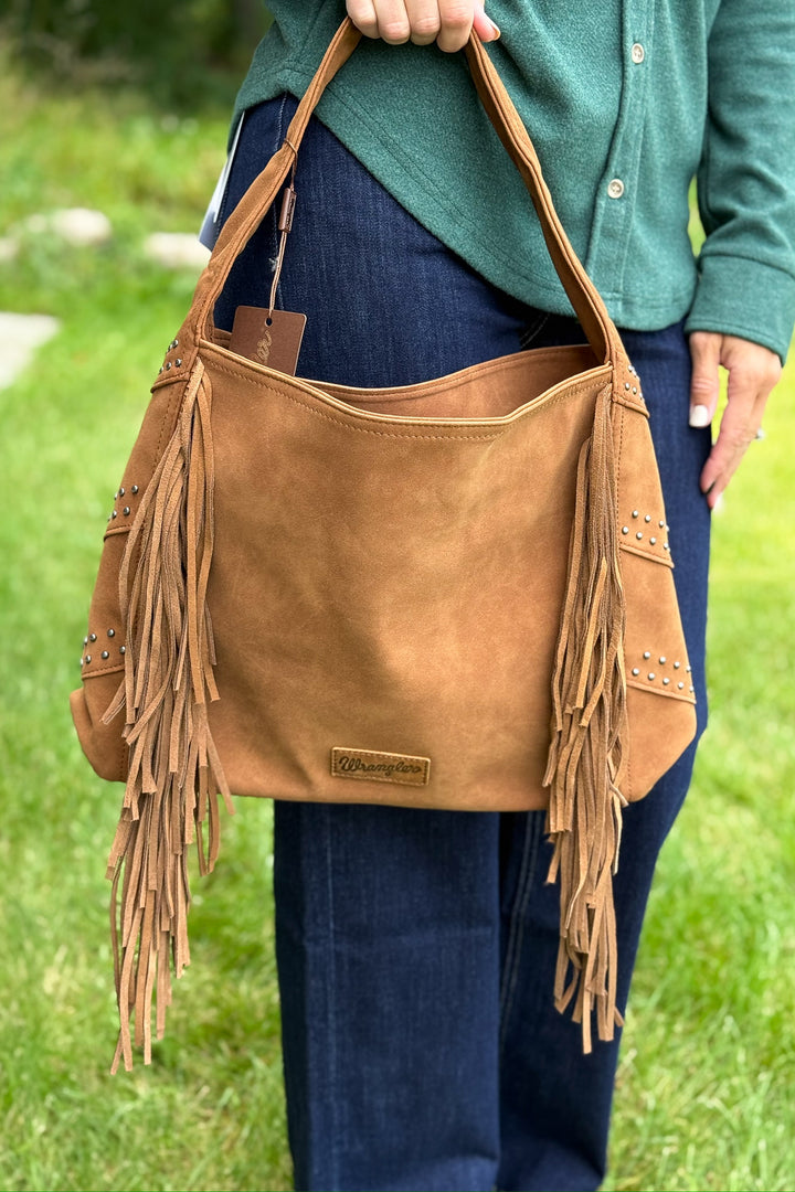 Wrangler Fringe Studded Hobo Bag