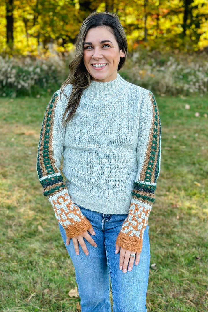 Mock Neck Crochet Sweater