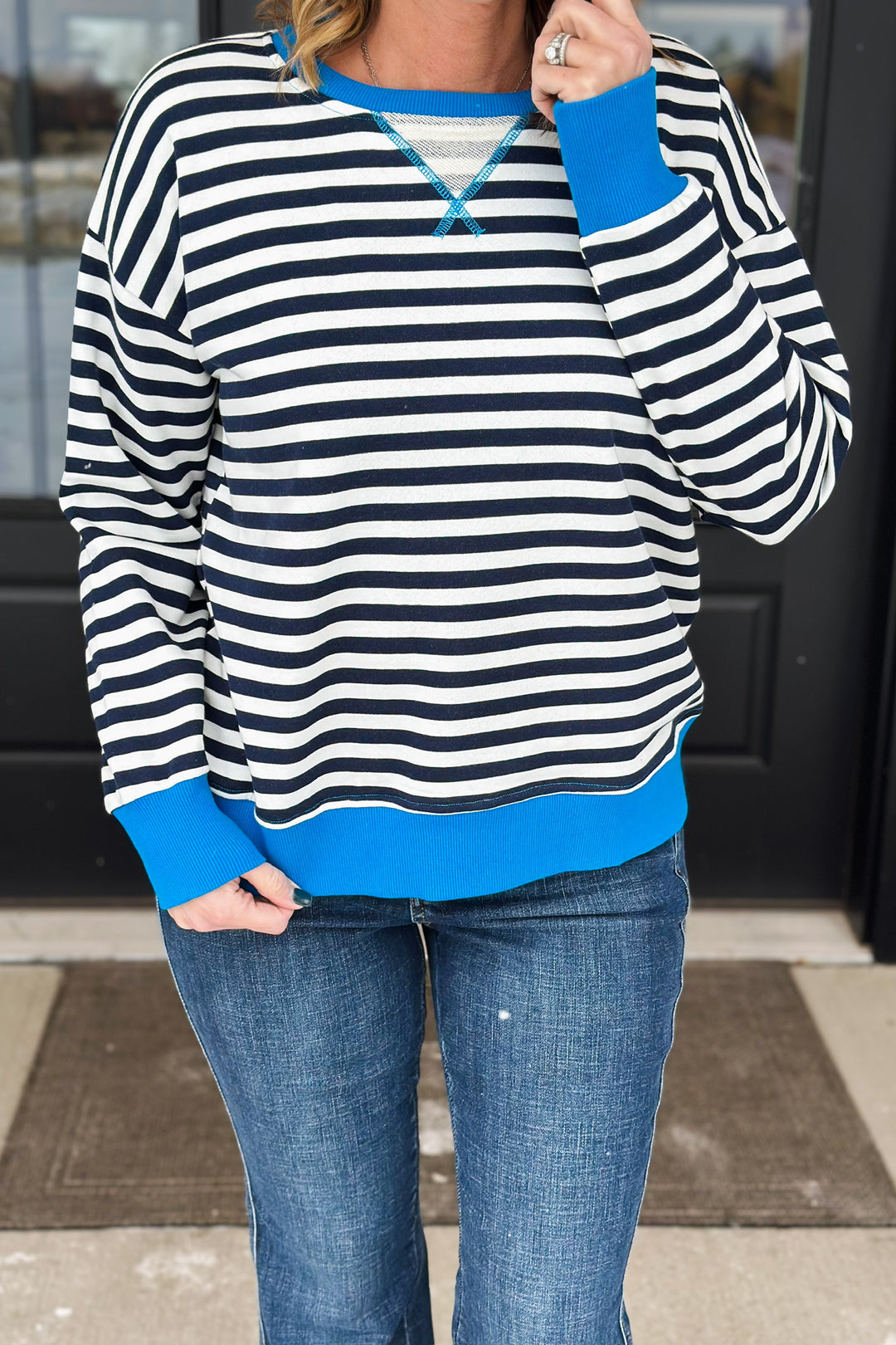 Navy Striped Pullover