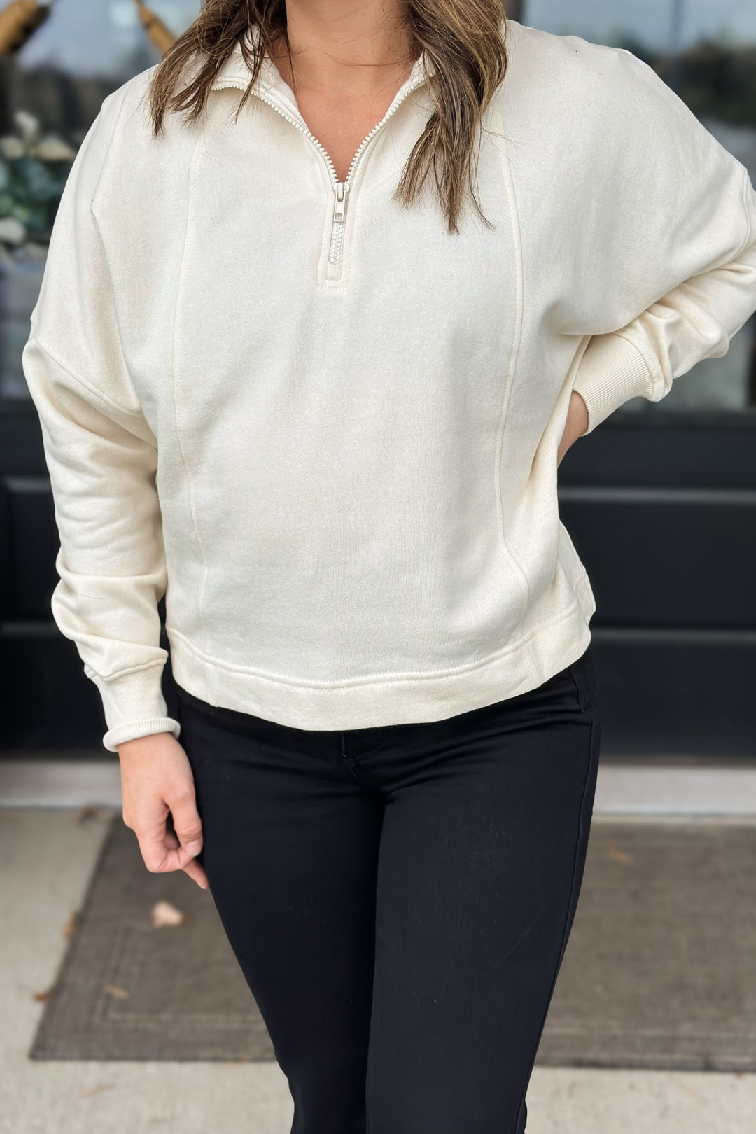 Ivory Half-Zip Pullover