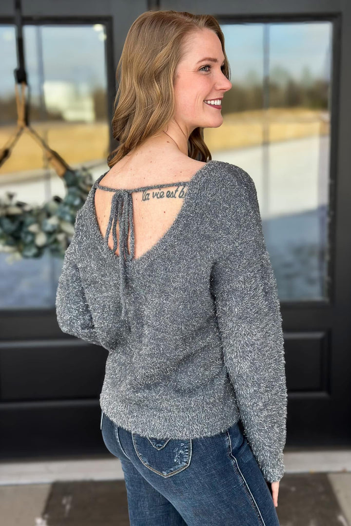 Grey Metallic Fleck Sweater