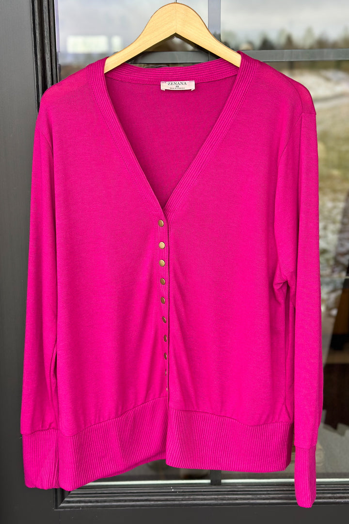 Snap Button Cardigan- Curvy