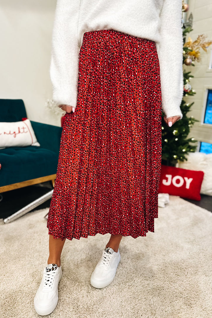 Ruby Pleated Christmas Skirt