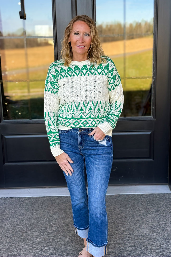 Green Fairisle Cable Sweater