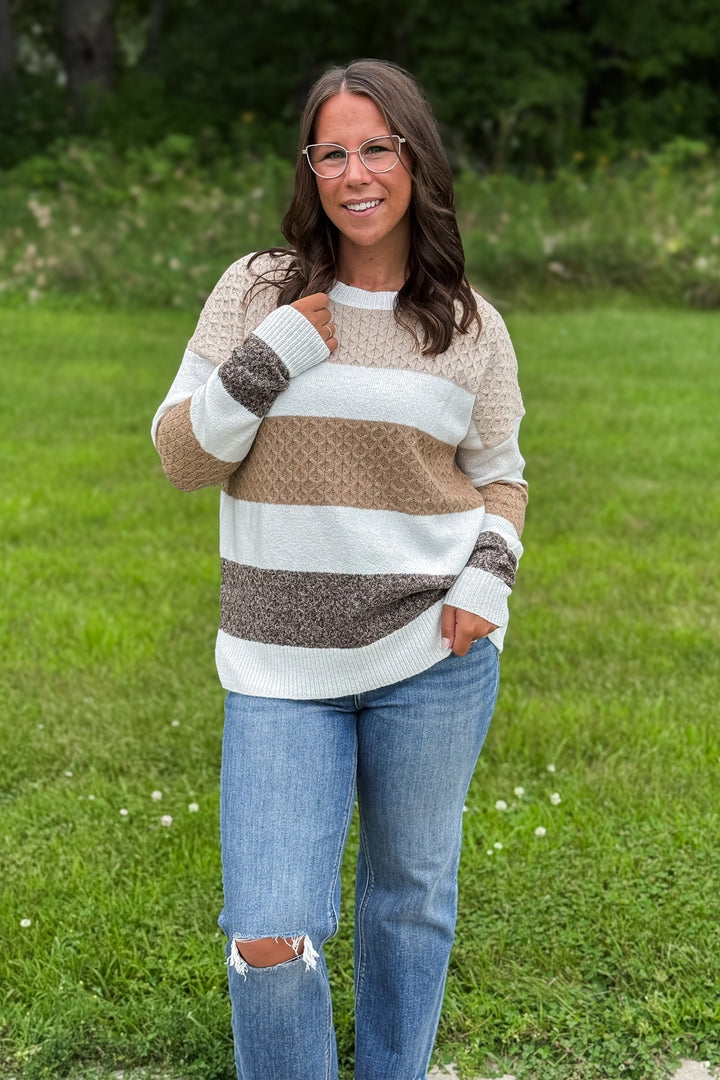 Taupe Striped Sweater