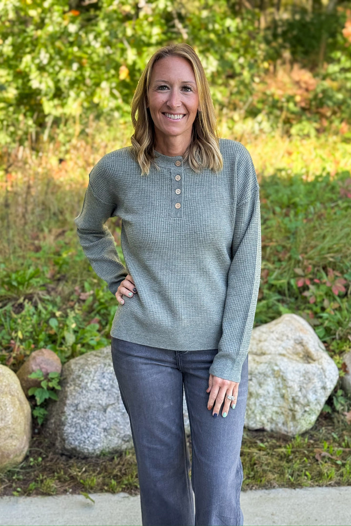 Olive Waffle Knit