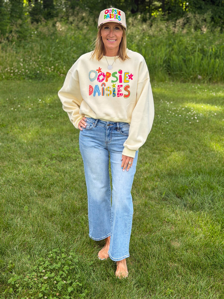 Oopsie Daisies Crop Sweatshirt