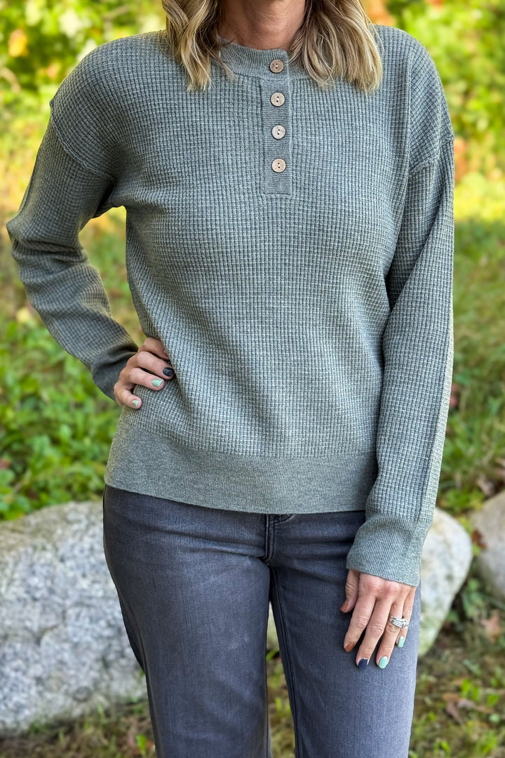 Olive Waffle Knit