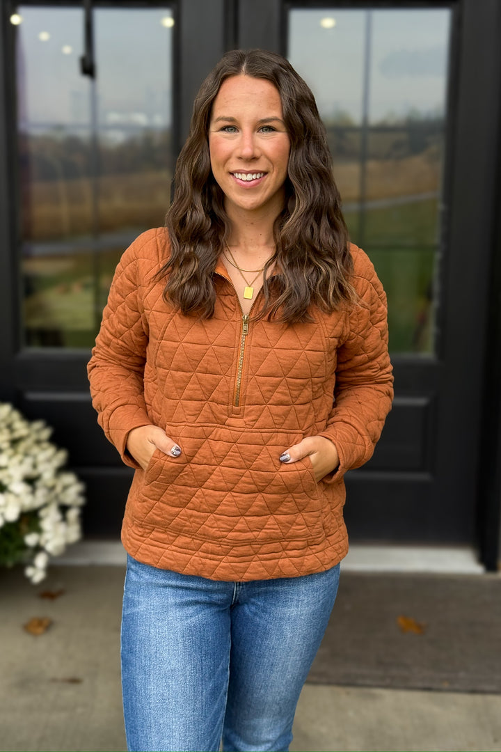 Quilted Pullover- Copper