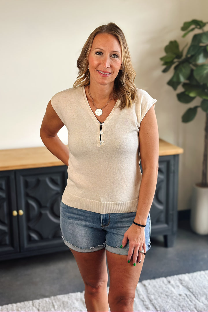 Cream V-Neck Sweater
