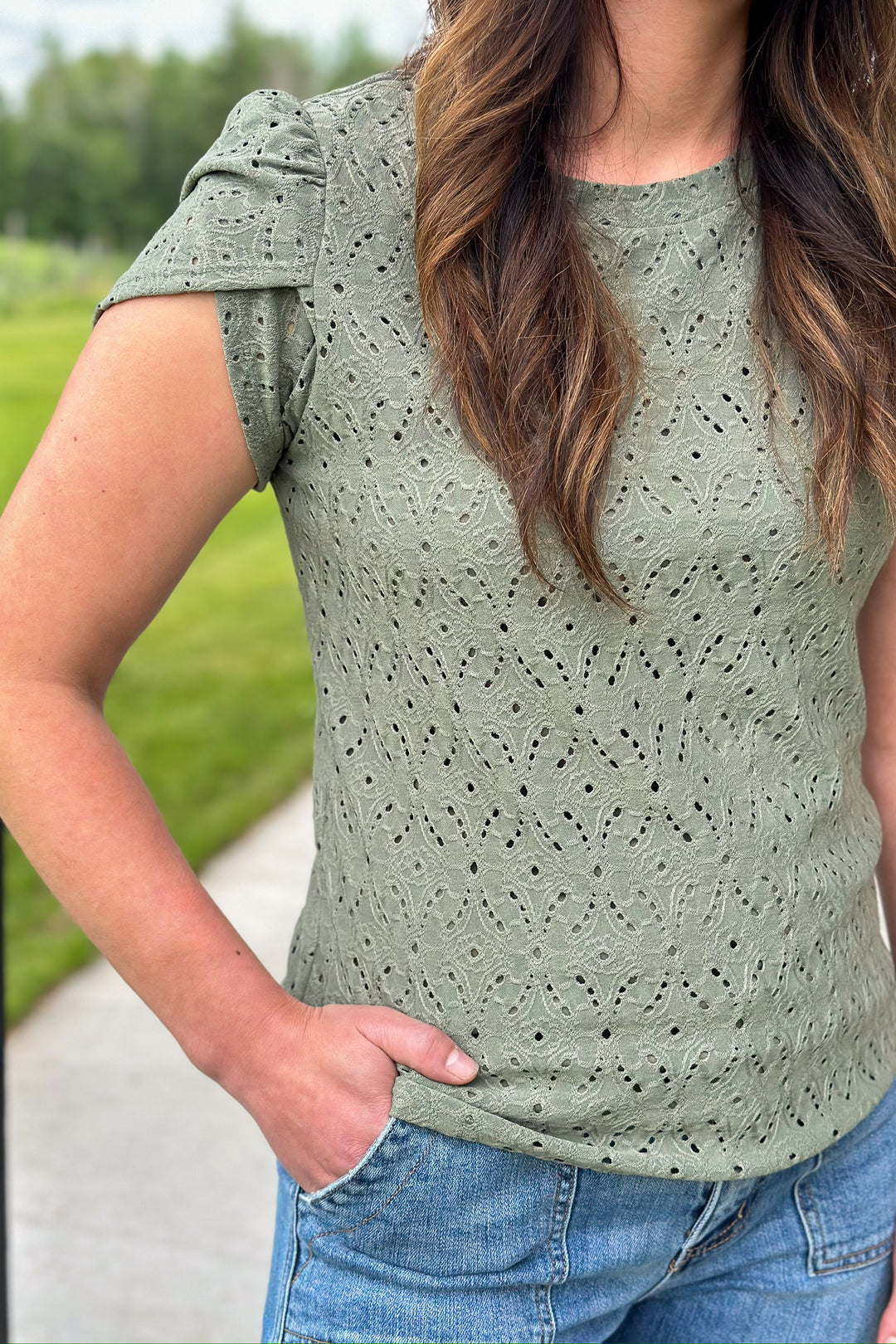 Olive Crochet Blouse