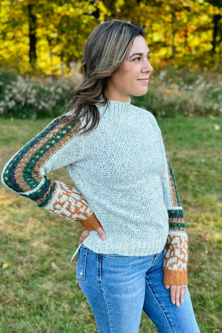 Mock Neck Crochet Sweater