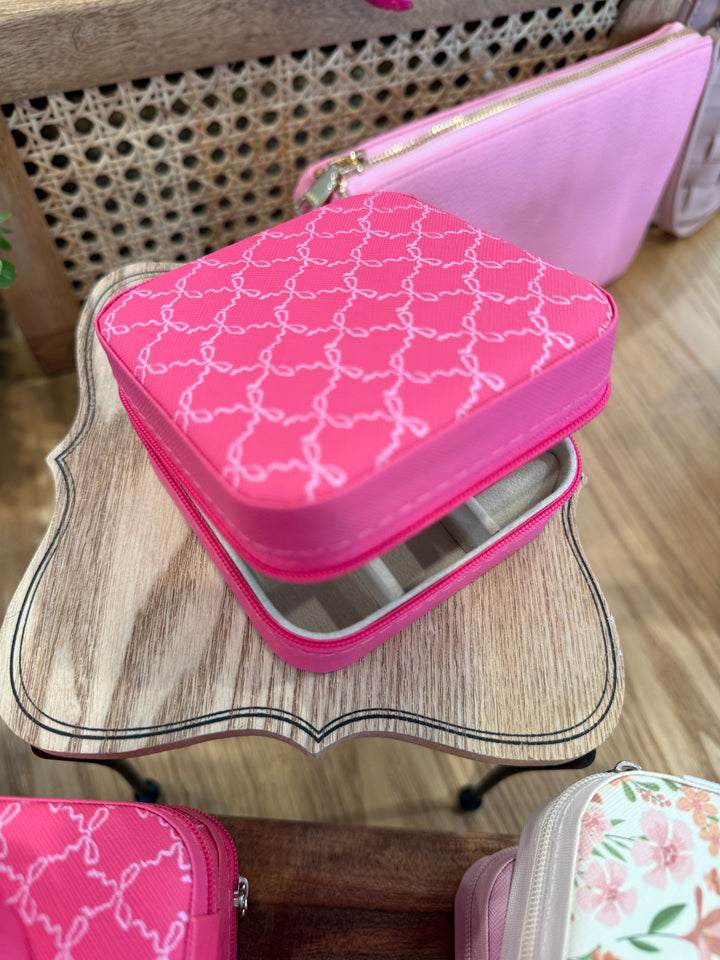 Jewelry Travel Case- Fuschia Bow