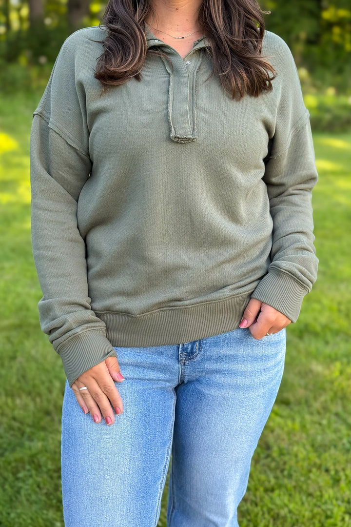 Olive Half-Zip Sweatshirt