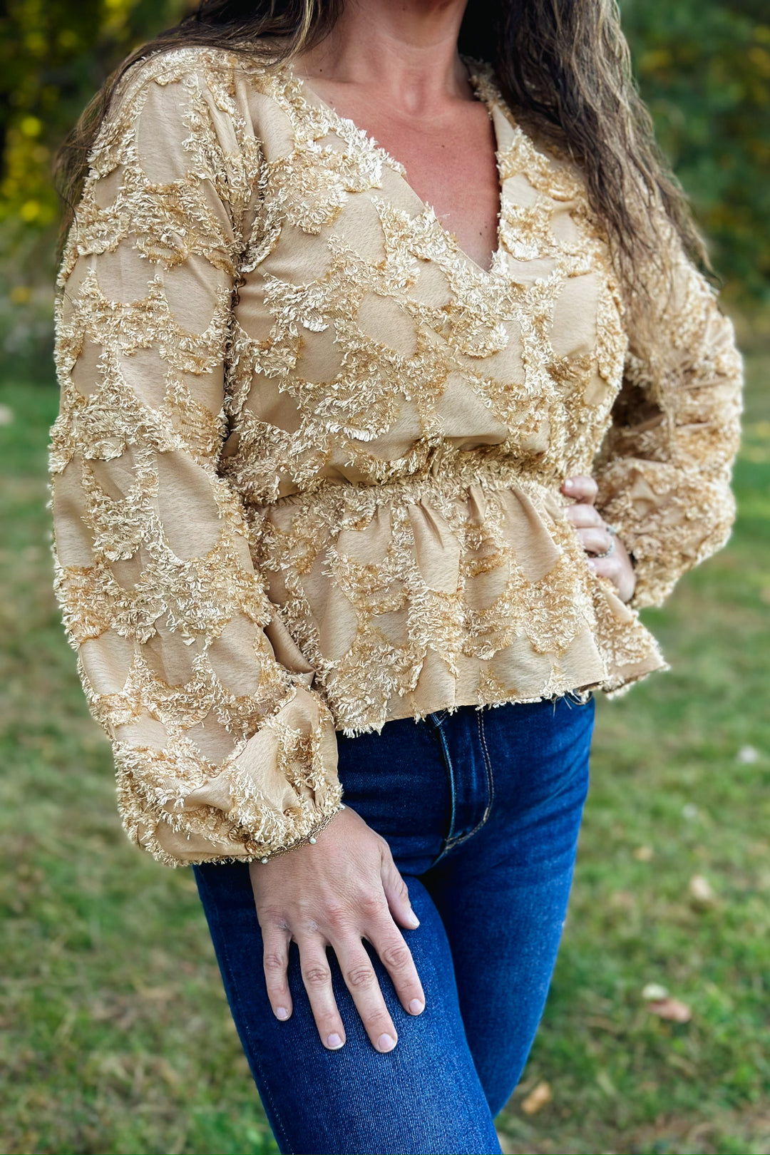 Golden Peplum Blouse