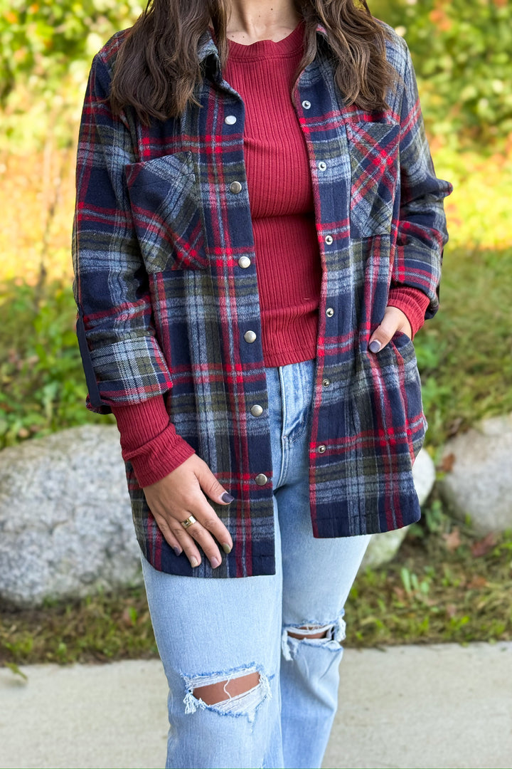 Navy Plaid Button Shirt