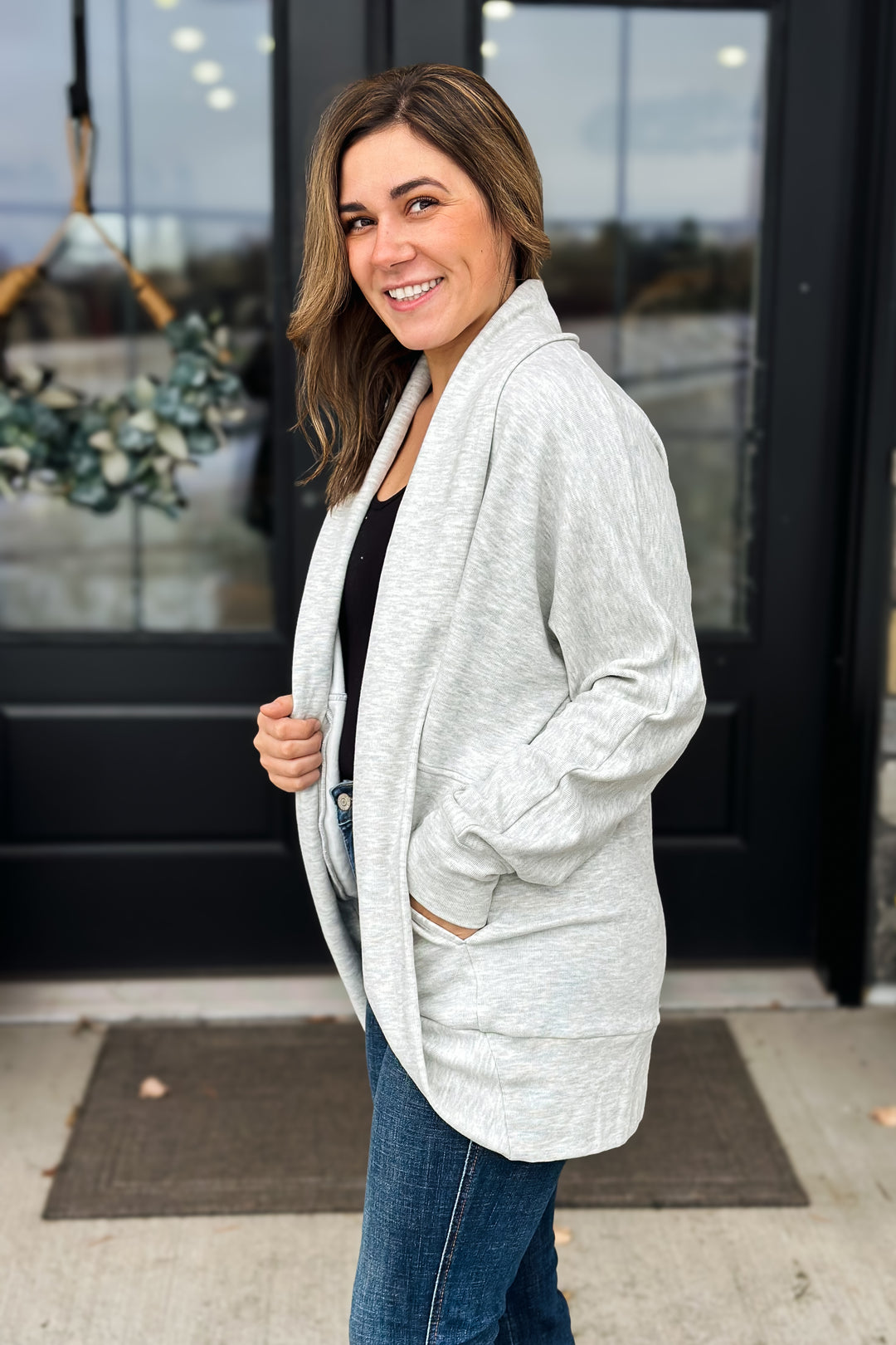 Grey Brushed Cardigan