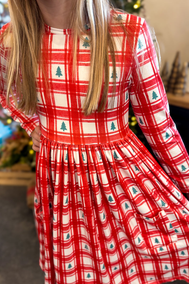 Plaid Tree Twirl Dress