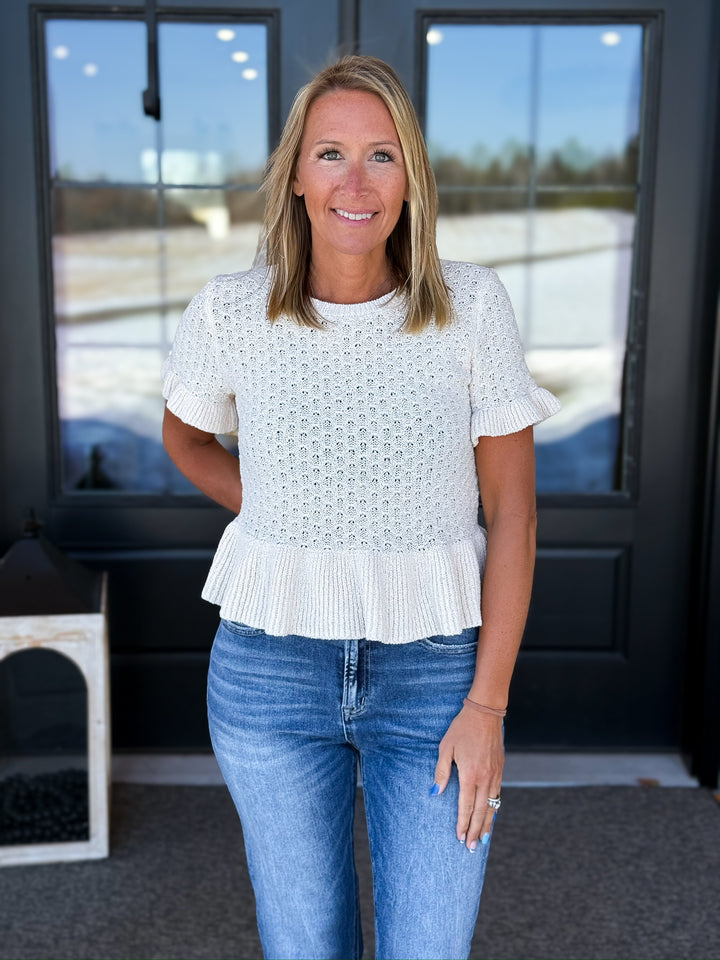 Ruffle Knit Sweater Tee