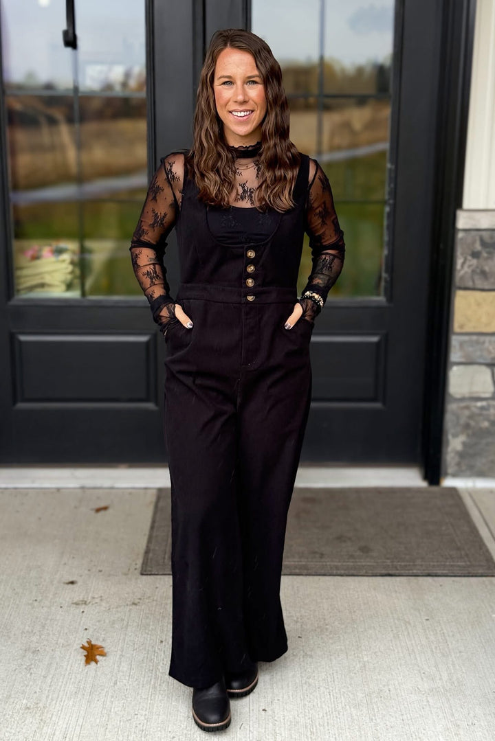 Black Corduroy Jumpsuit