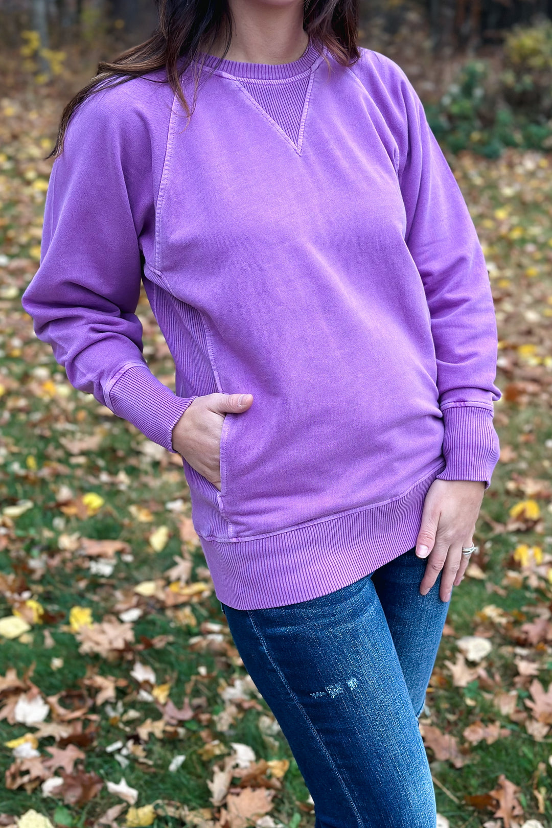 Mineral Wash Pullover- Plum