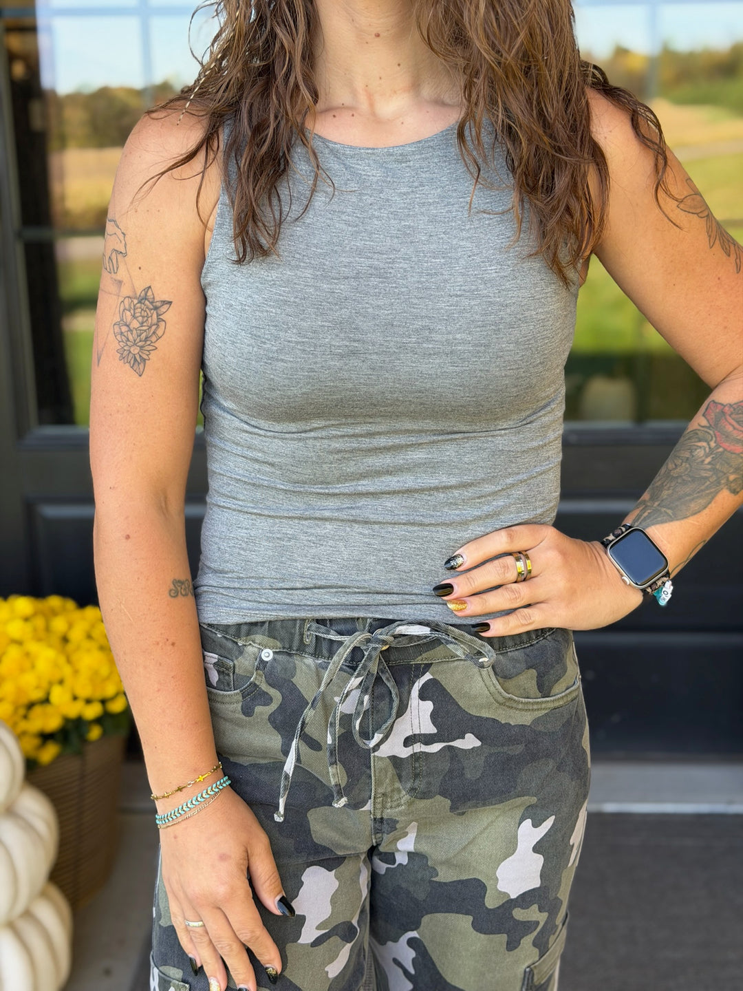 Core Basic Scoop Tank- Grey