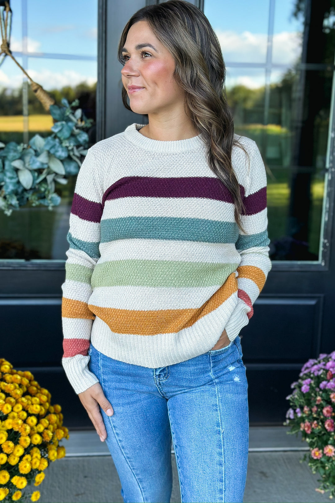 Taupe Striped Sweater