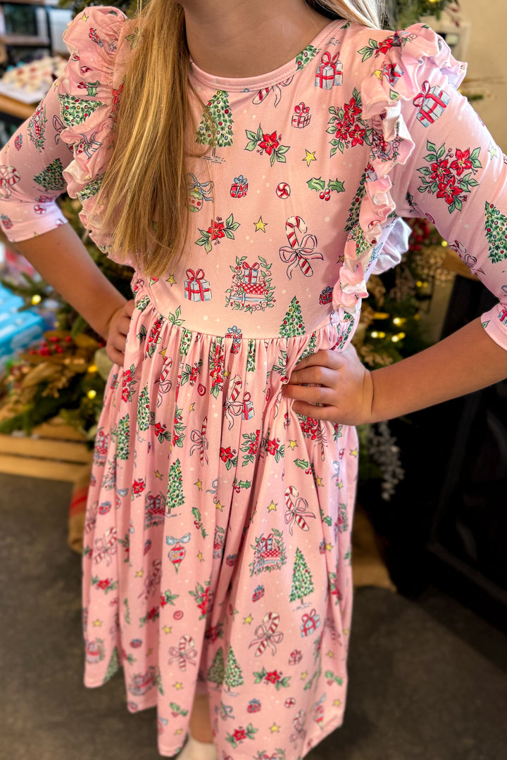 Pink Christmas Twirl Dress