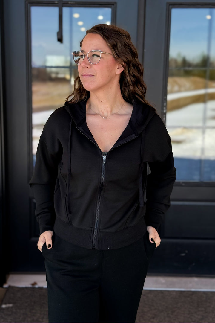 Briella Zip-Up Hoodie- Black