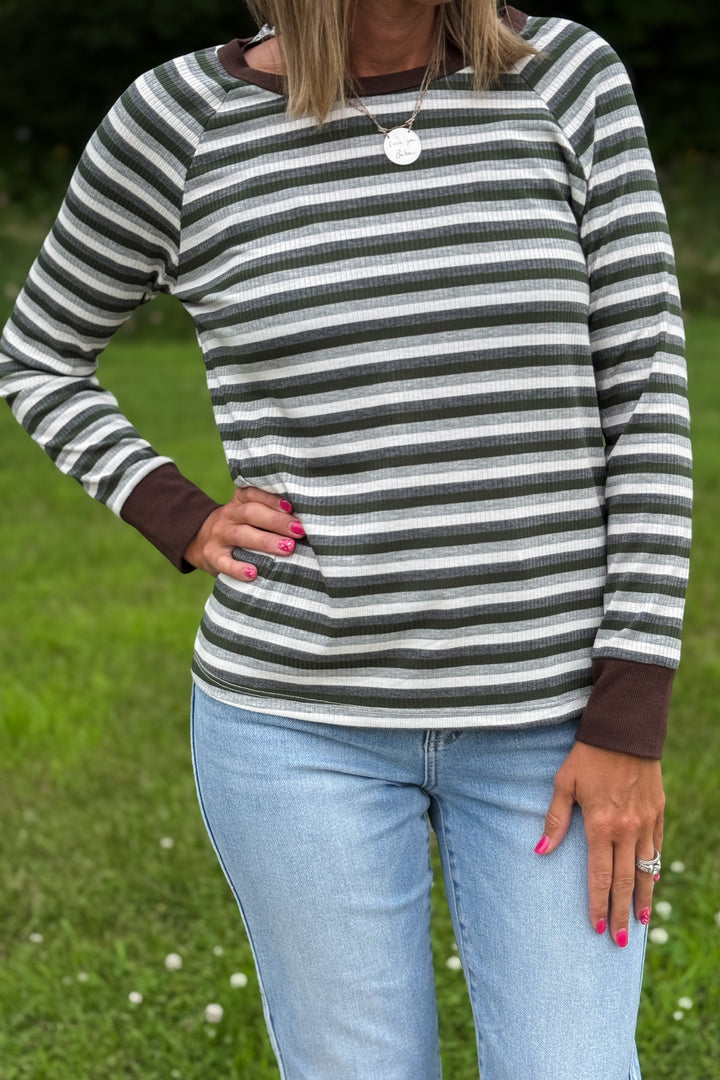 Olive Striped Long Sleeve