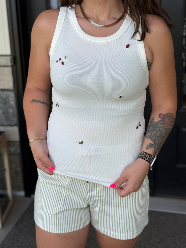 Edlin Embroidered Strawberry Tank