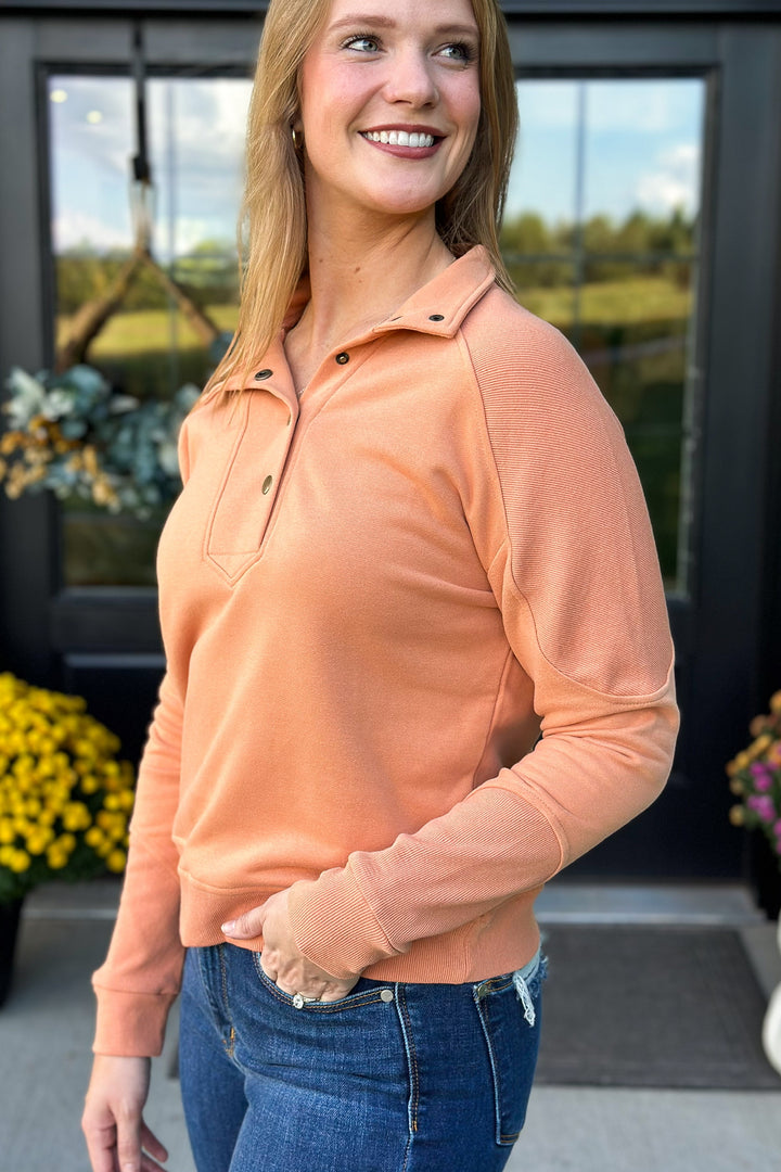 Apricot Mock Neck Pullover