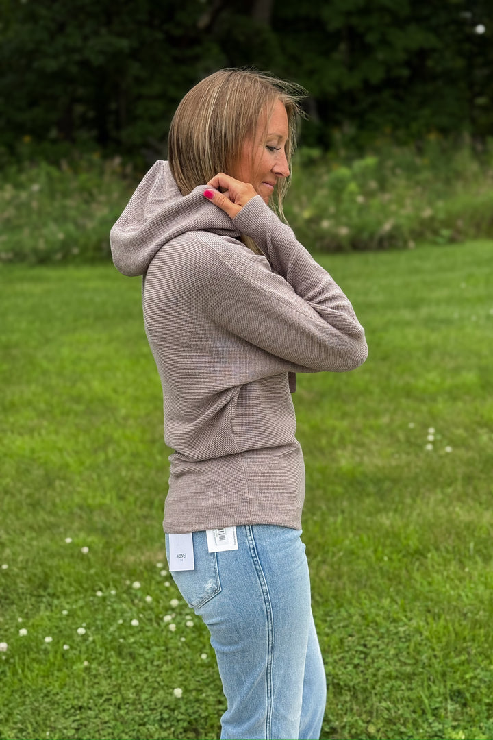 Dolman Waffle Sweater- Mocha