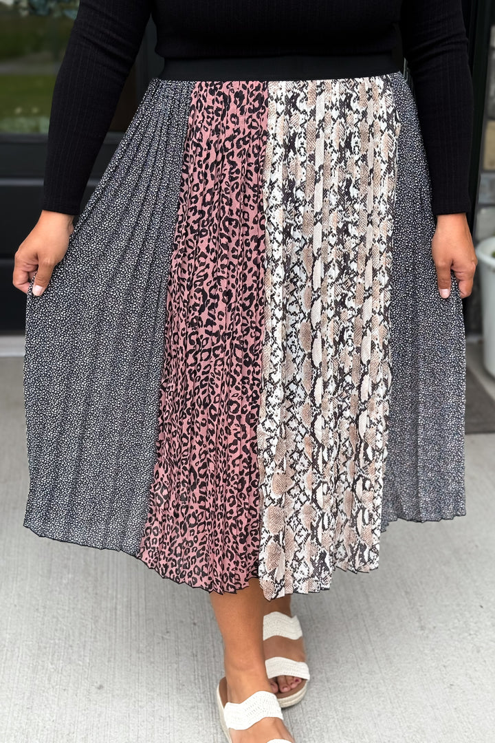 Pleated Print Skirt