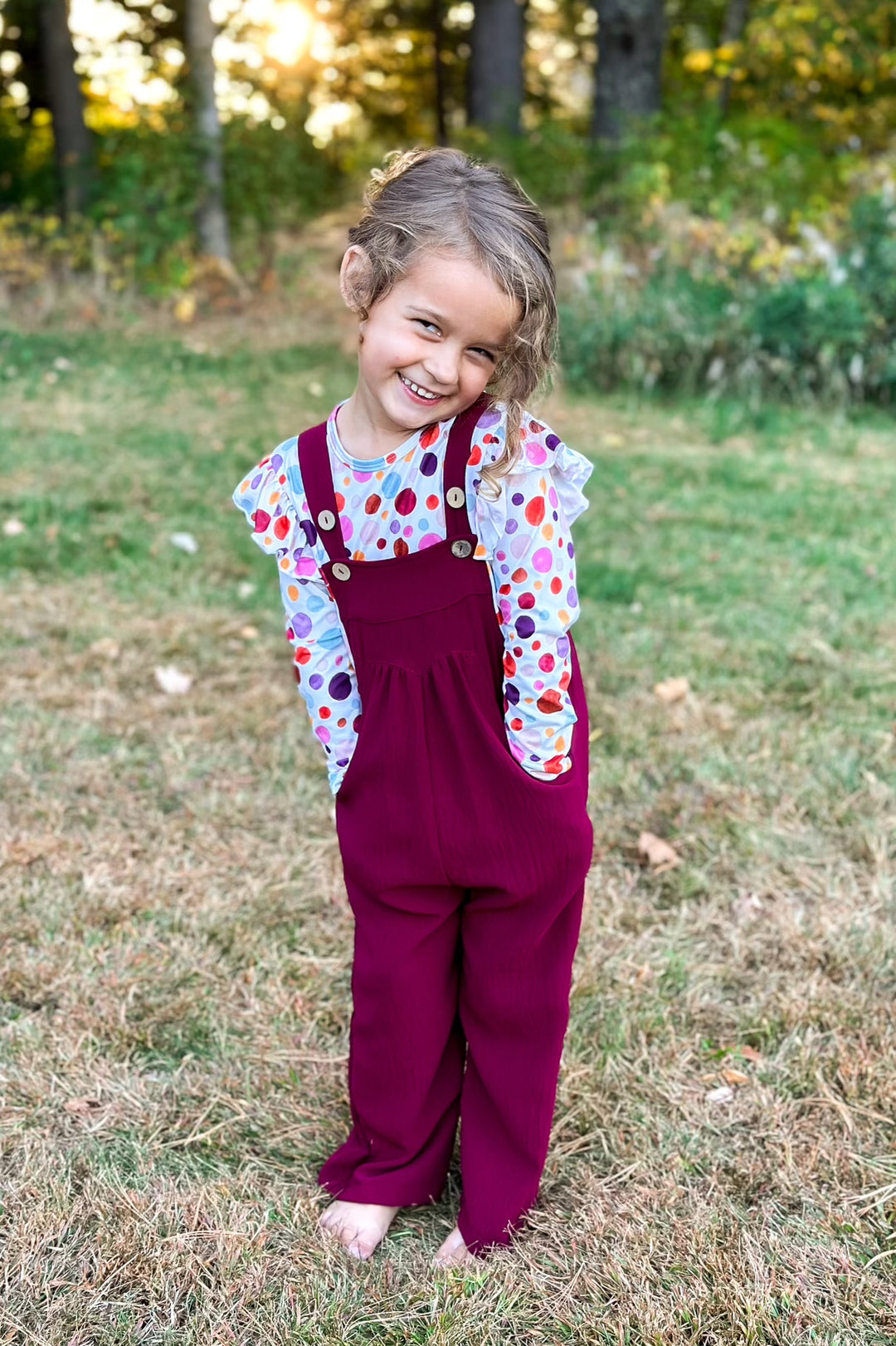 Burgundy Button Sling Jumpsuit