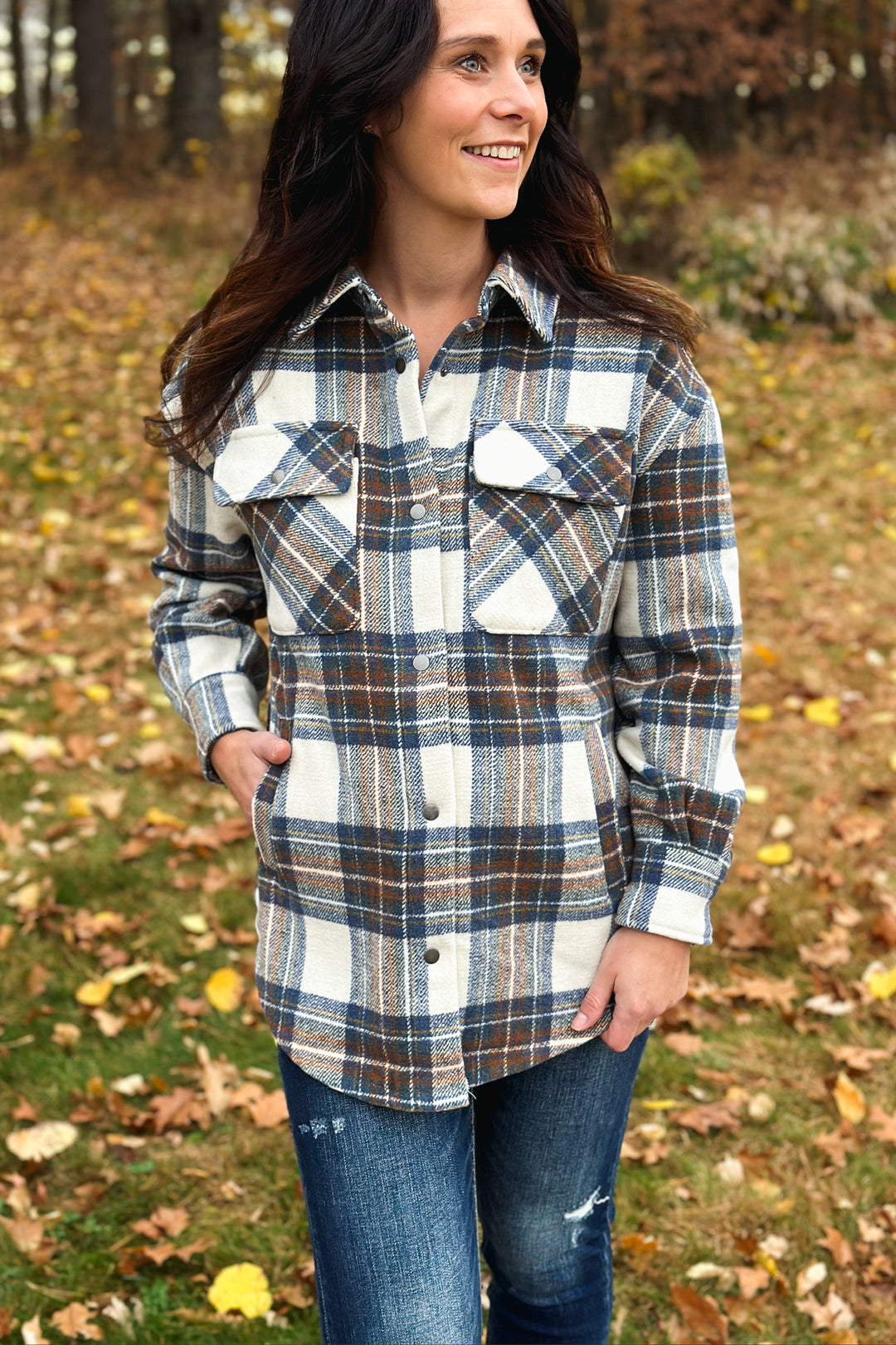 Blue Plaid Oversized Shacket