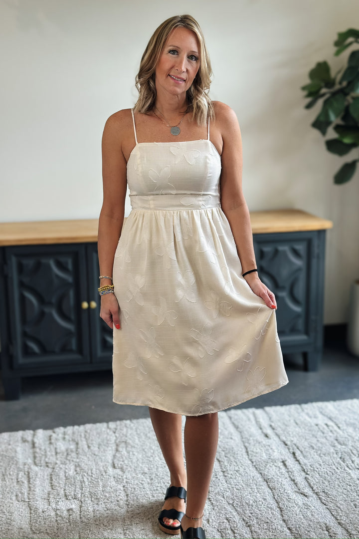 White Textured Midi Dress