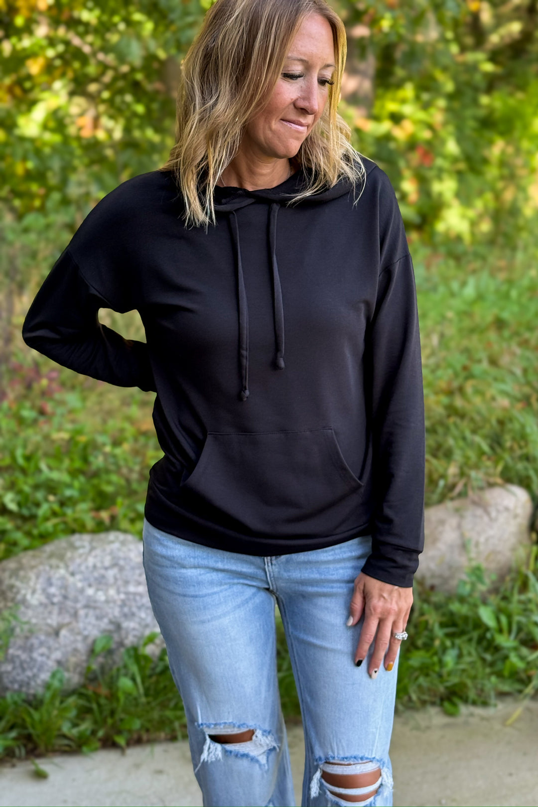Black Drawstring Hoodie