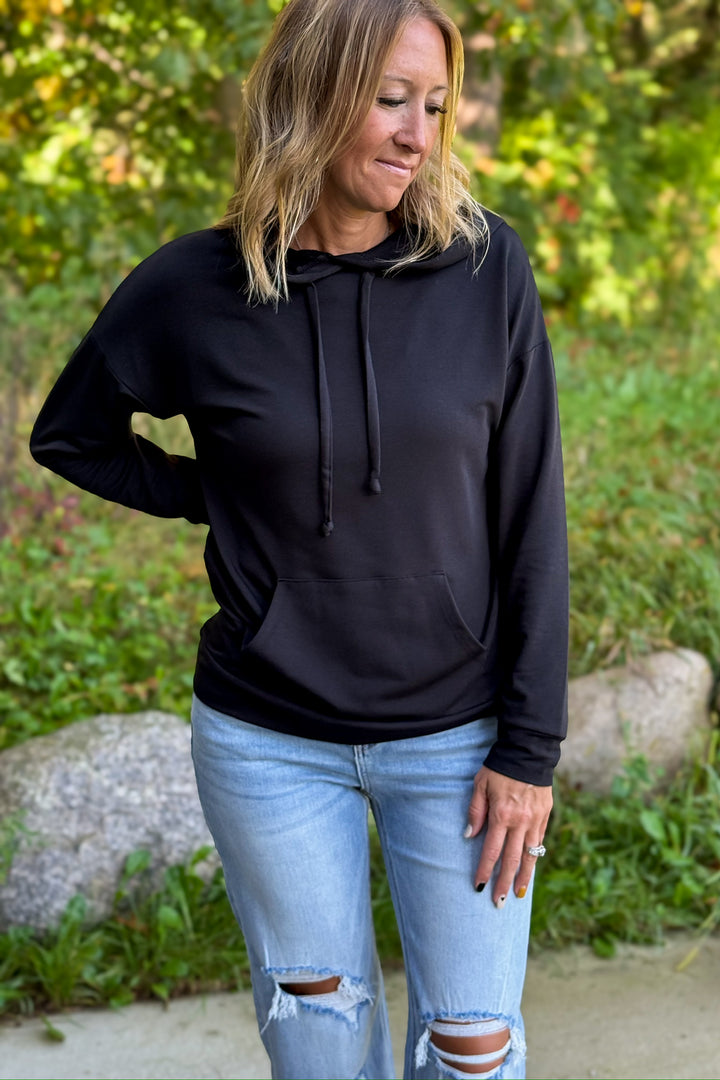 Black Drawstring Hoodie