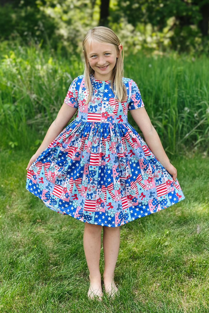 Patriotic Patchwork Twirl Dress