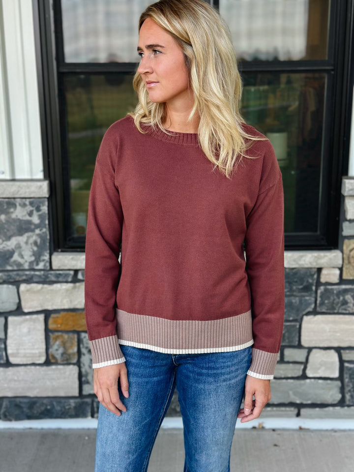 Merlot Striped Rib Sweater