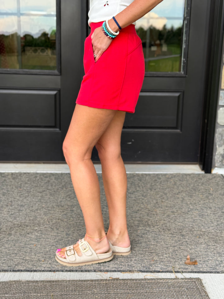 Red Terry Lounge Shorts
