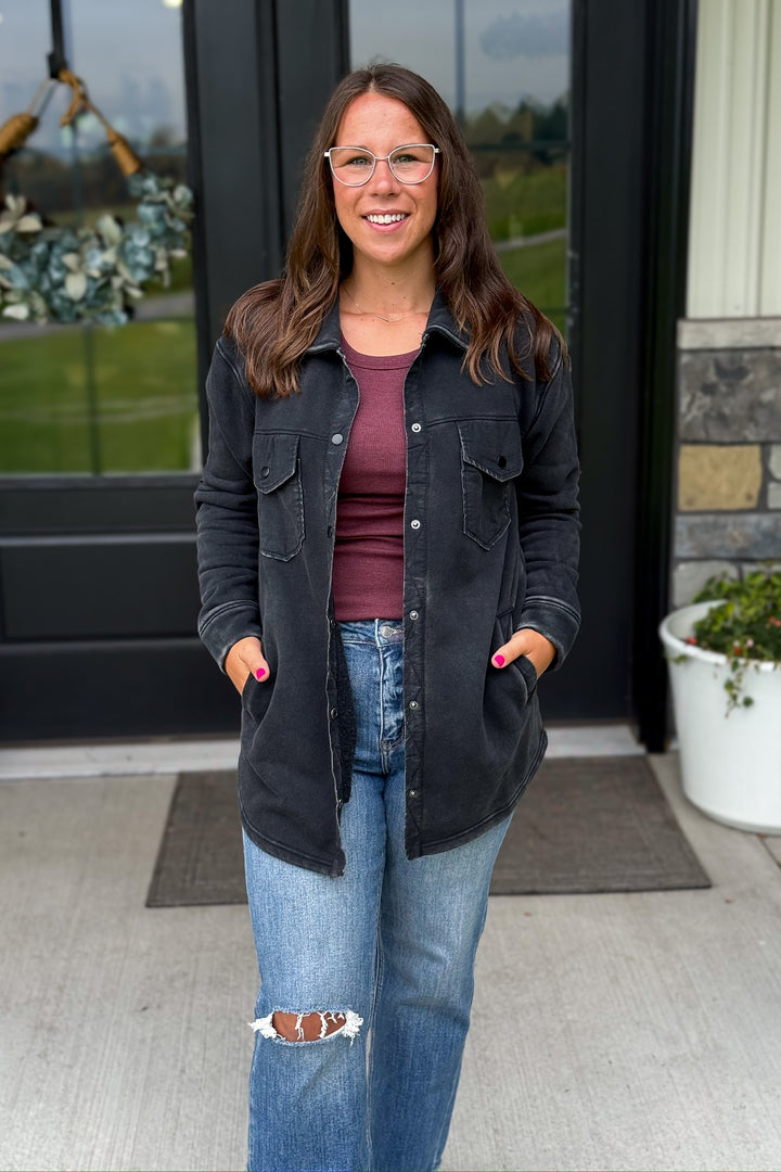 Black Button Shacket