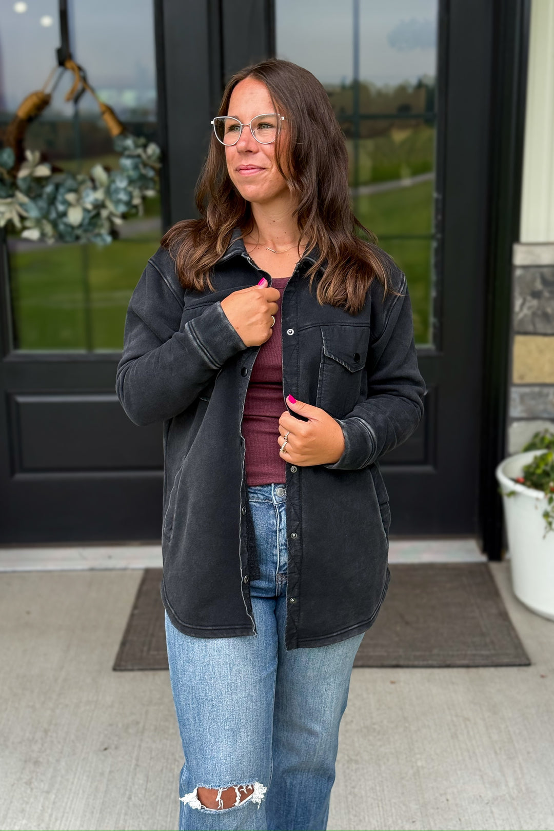 Black Button Shacket